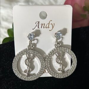 Silver Crystal Circle Earrings